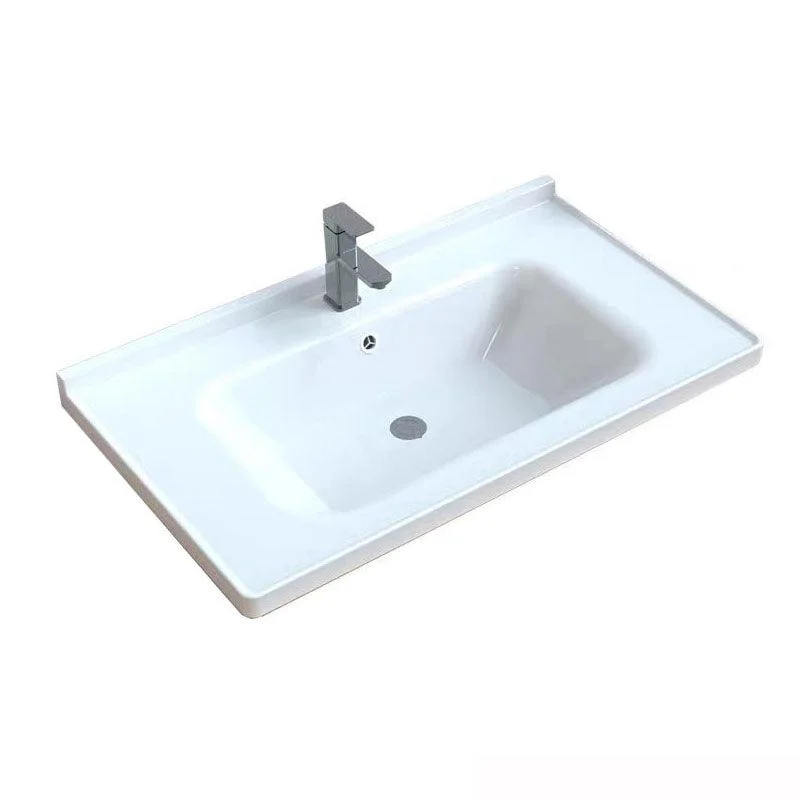 Modern Drop-in Bathroom Sink Porcelain Left Basin Bathroom Sink(Not Included Tap) -Bathlova