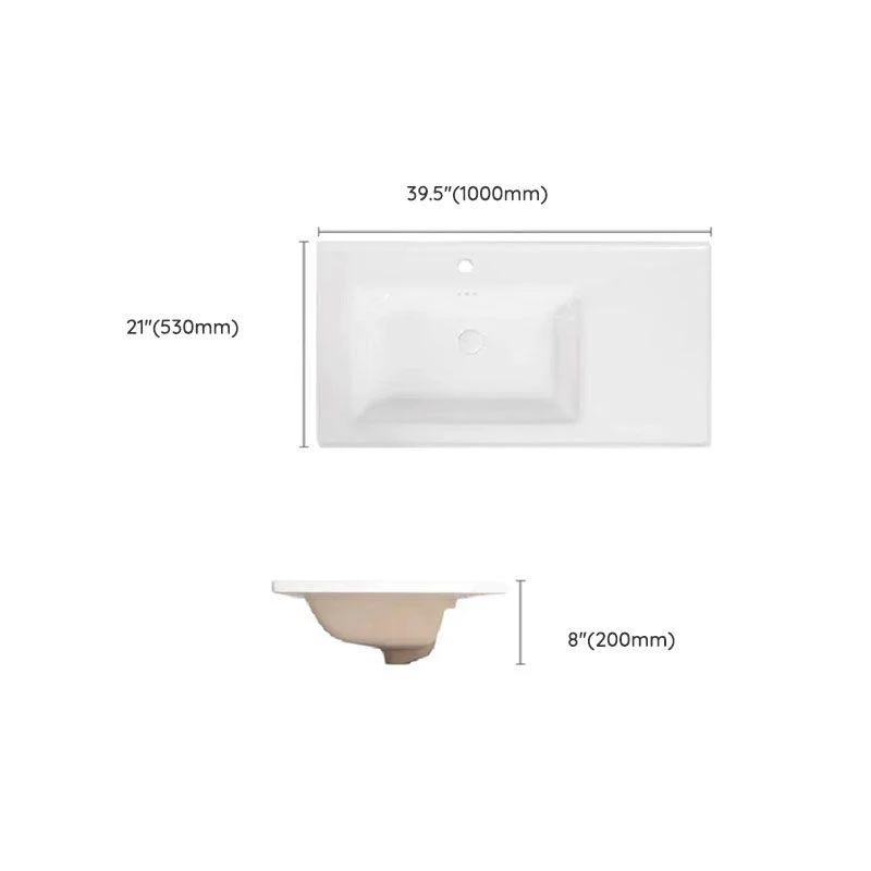 Modern Drop-in Bathroom Sink Porcelain Left Basin Bathroom Sink(Not Included Tap) -Bathlova