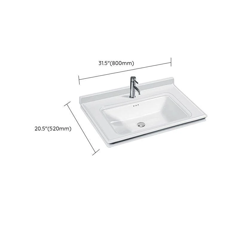 Modern Drop-in Bathroom Sink Porcelain Left Basin Bathroom Sink(Not Included Tap) -Bathlova