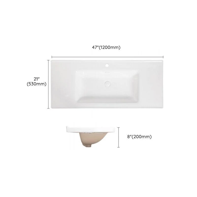 Modern Drop-in Bathroom Sink Porcelain Left Basin Bathroom Sink(Not Included Tap) -Bathlova