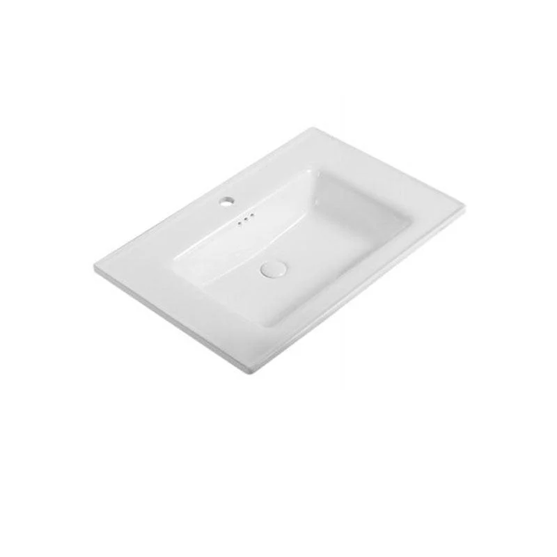 Modern Drop-in Bathroom Sink Porcelain Left Basin Bathroom Sink(Not Included Tap) -Bathlova