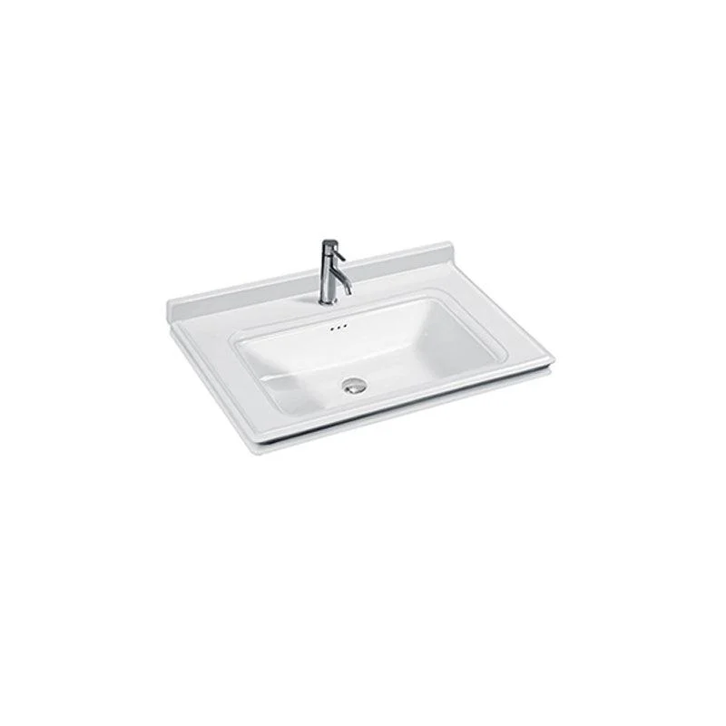 Modern Drop-in Bathroom Sink Porcelain Left Basin Bathroom Sink(Not Included Tap) -Bathlova