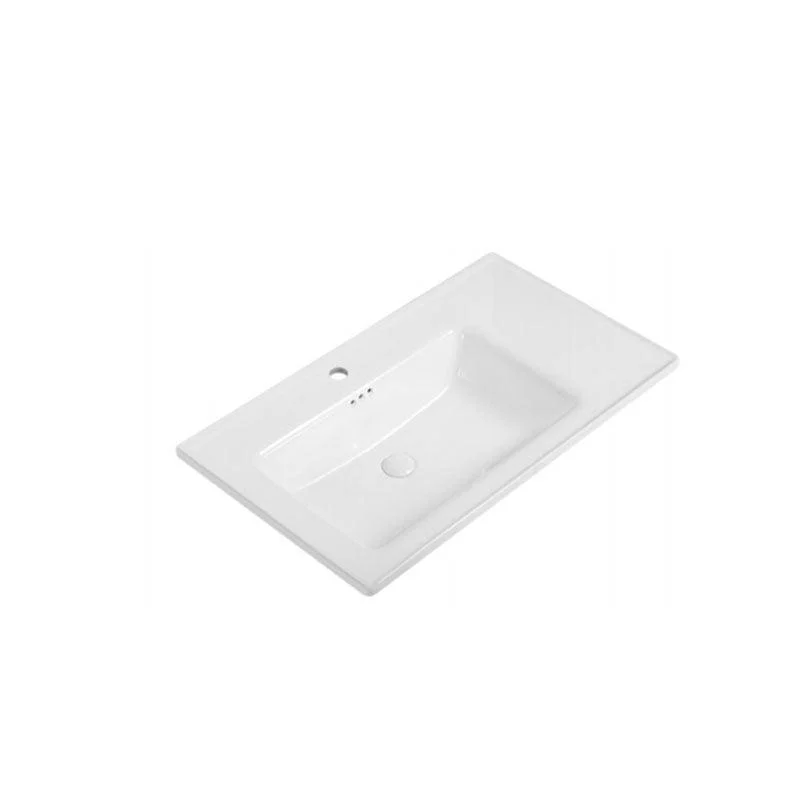 Modern Drop-in Bathroom Sink Porcelain Left Basin Bathroom Sink(Not Included Tap) -Bathlova