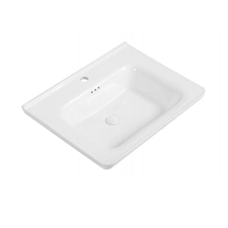 Modern Drop-in Bathroom Sink Porcelain Left Basin Bathroom Sink(Not Included Tap) -Bathlova