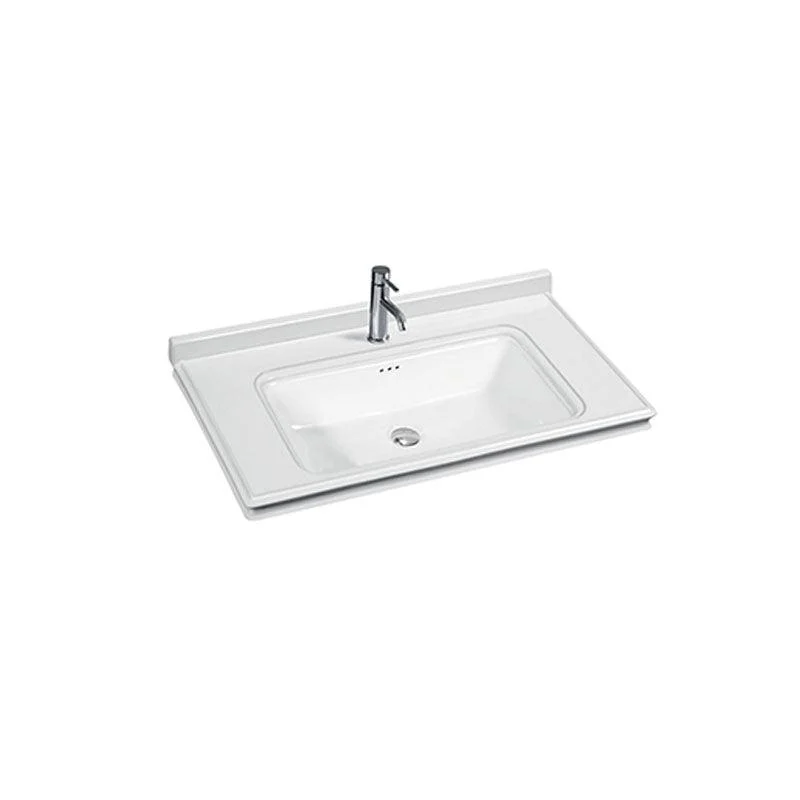 Modern Drop-in Bathroom Sink Porcelain Left Basin Bathroom Sink(Not Included Tap) -Bathlova