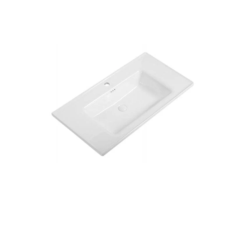 Modern Drop-in Bathroom Sink Porcelain Left Basin Bathroom Sink(Not Included Tap) -Bathlova