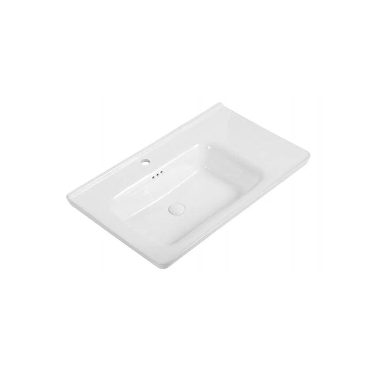 Modern Drop-in Bathroom Sink Porcelain Left Basin Bathroom Sink(Not Included Tap) -Bathlova