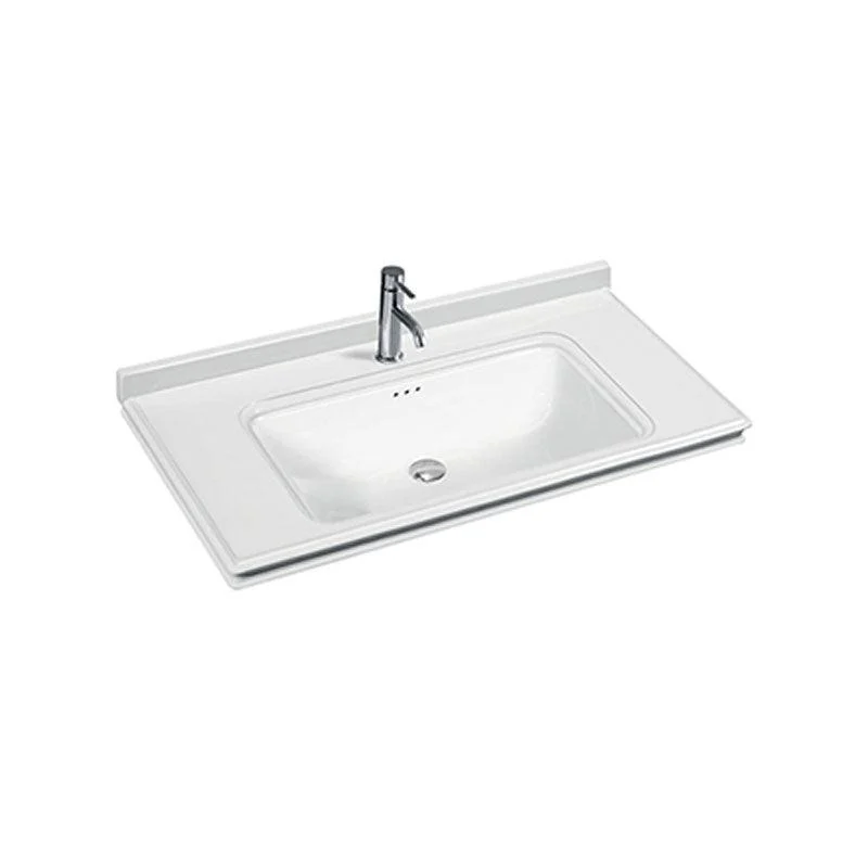 Modern Drop-in Bathroom Sink Porcelain Left Basin Bathroom Sink(Not Included Tap) -Bathlova