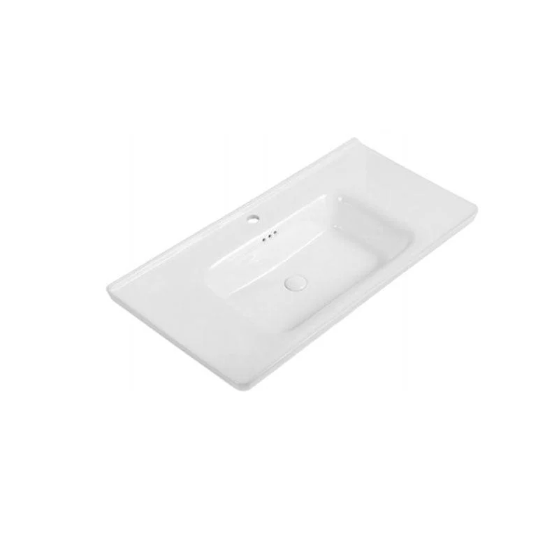 Modern Drop-in Bathroom Sink Porcelain Left Basin Bathroom Sink(Not Included Tap) -Bathlova