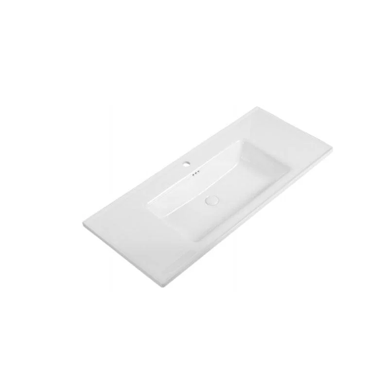 Modern Drop-in Bathroom Sink Porcelain Left Basin Bathroom Sink(Not Included Tap) -Bathlova