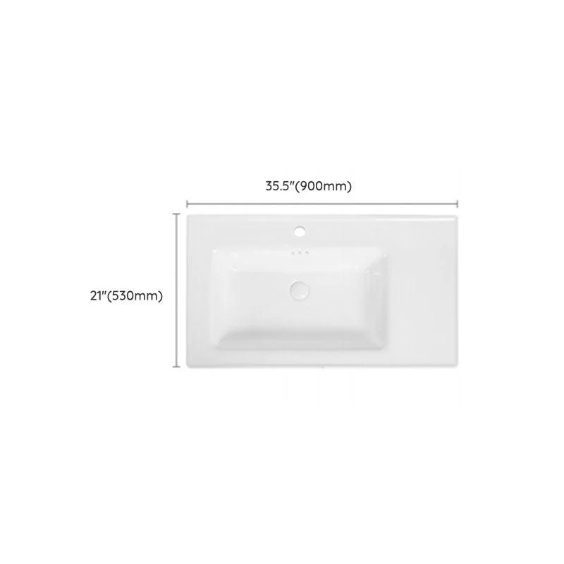 Modern Drop-in Bathroom Sink Porcelain Left Basin Bathroom Sink(Not Included Tap) -Bathlova