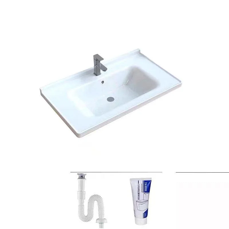 Modern Drop-in Bathroom Sink Porcelain with Overflow Basin Sink(Not Included Tap) -Bathlova