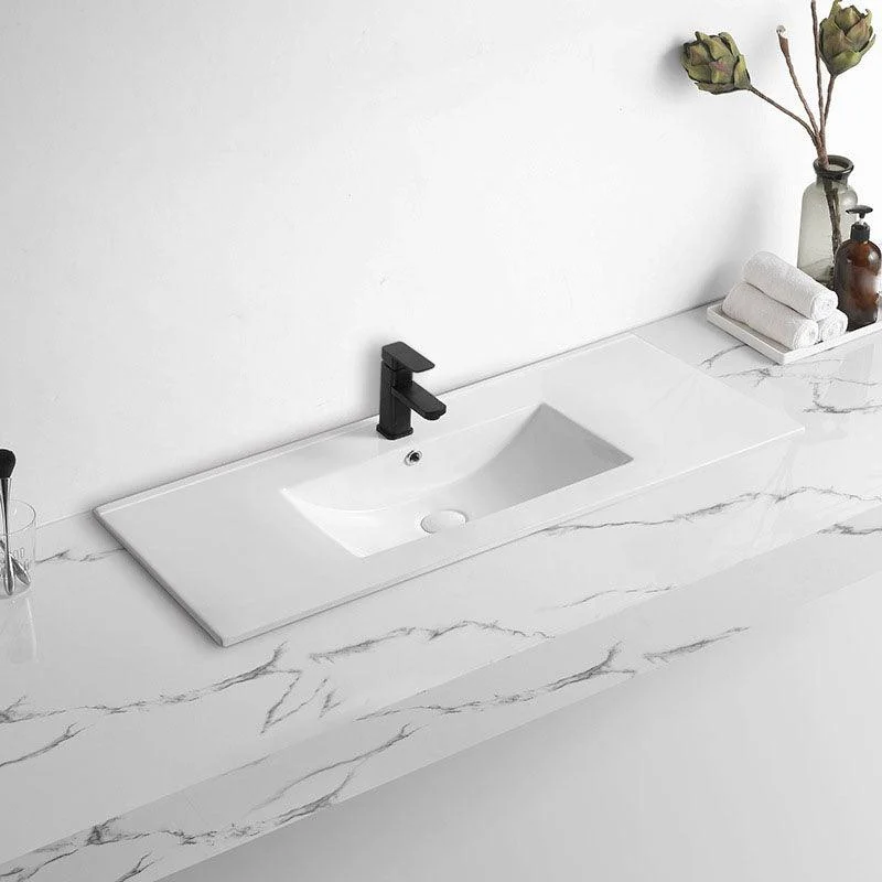 Modern Drop-in Bathroom Sink Rectangular Porcelain Basin Sink(Not Included Tap) -Bathlova