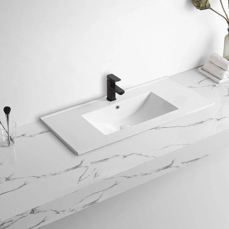 Modern Drop-in Bathroom Sink Rectangular Porcelain Basin Sink(Not Included Tap) -Bathlova