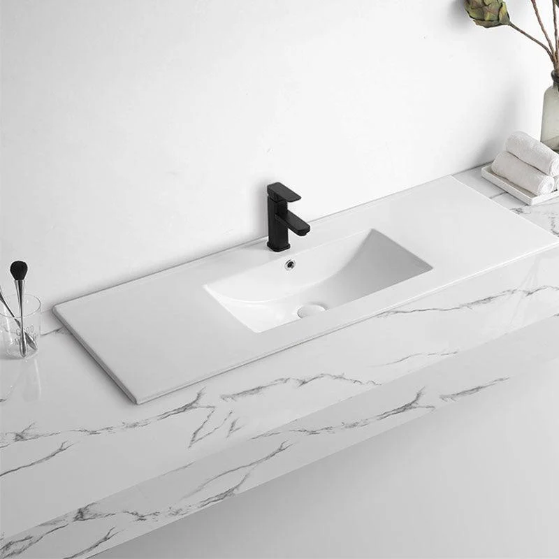 Modern Drop-in Bathroom Sink Rectangular Porcelain Basin Sink(Not Included Tap) -Bathlova