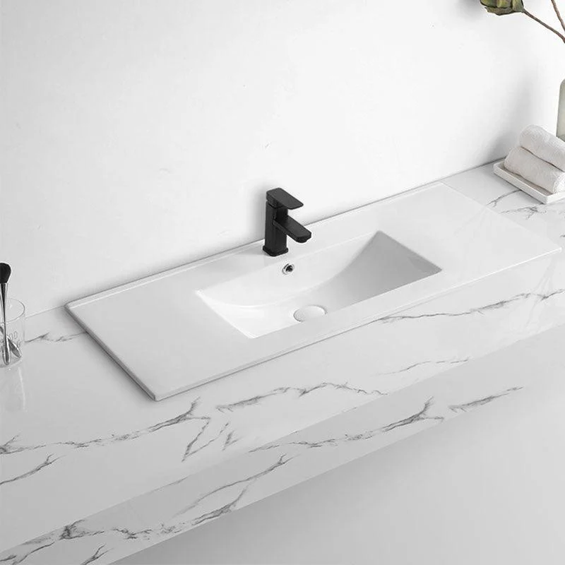 Modern Drop-in Bathroom Sink Rectangular Porcelain Basin Sink(Not Included Tap) -Bathlova