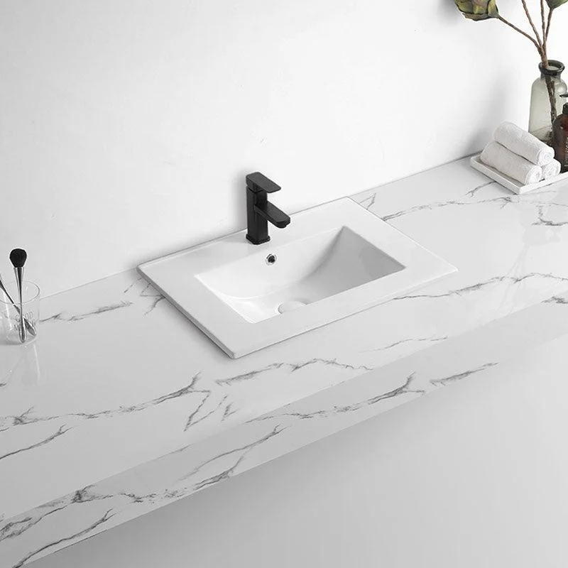 Modern Drop-in Bathroom Sink Rectangular Porcelain Basin Sink(Not Included Tap) -Bathlova