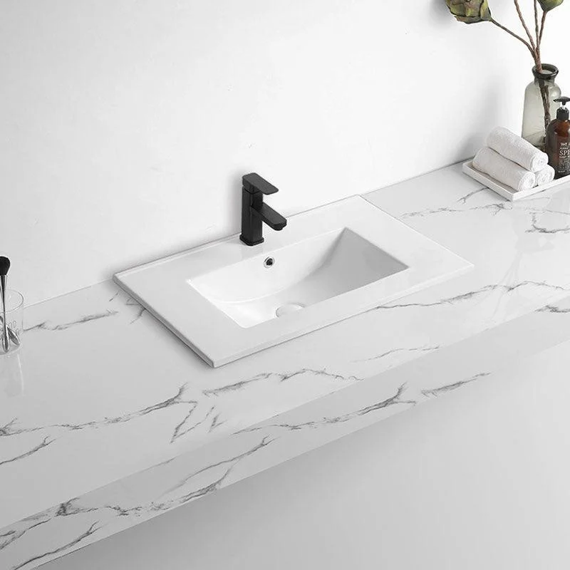 Modern Drop-in Bathroom Sink Rectangular Porcelain Basin Sink(Not Included Tap) -Bathlova