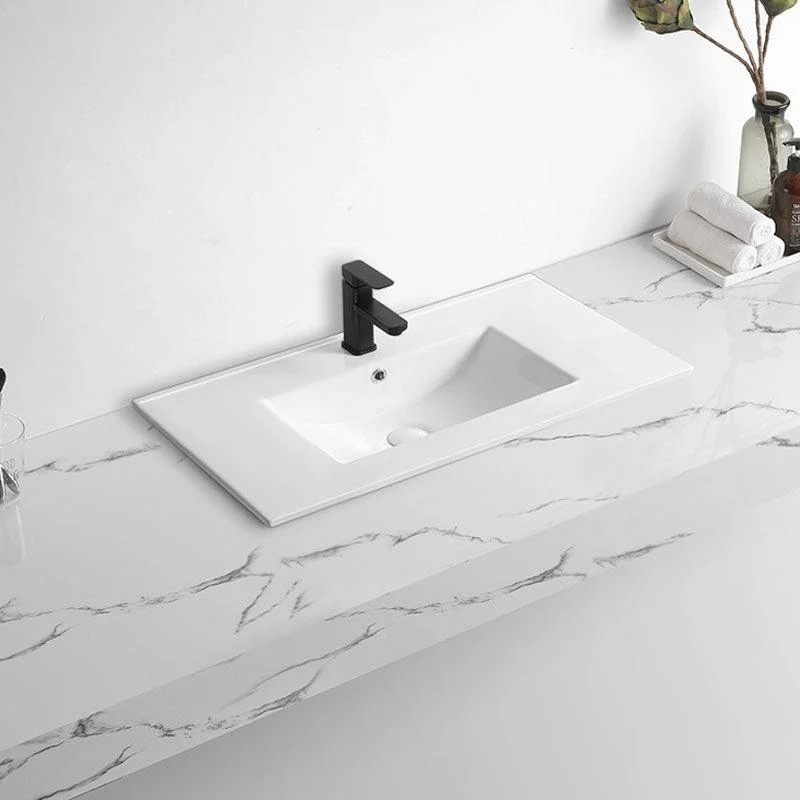 Modern Drop-in Bathroom Sink Rectangular Porcelain Basin Sink(Not Included Tap) -Bathlova