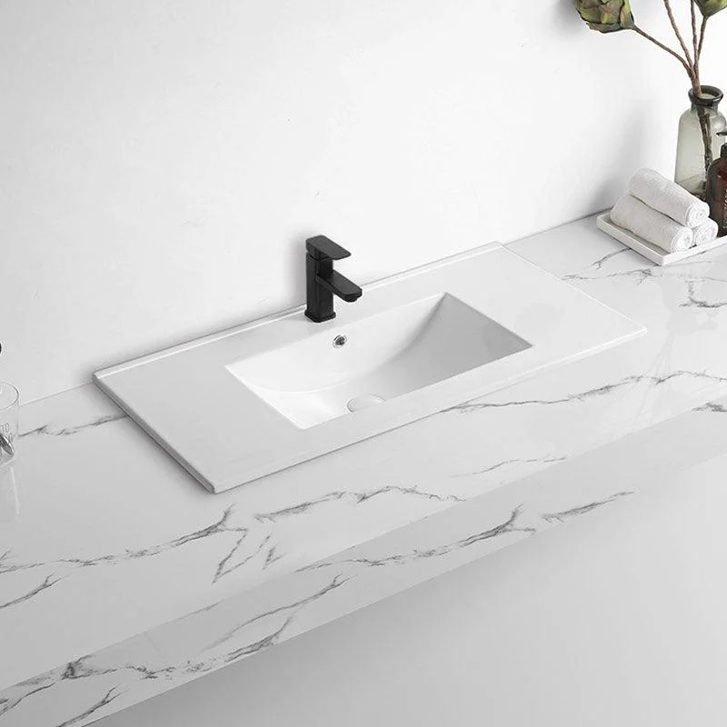 Modern Drop-in Bathroom Sink Rectangular Porcelain Basin Sink(Not Included Tap) -Bathlova