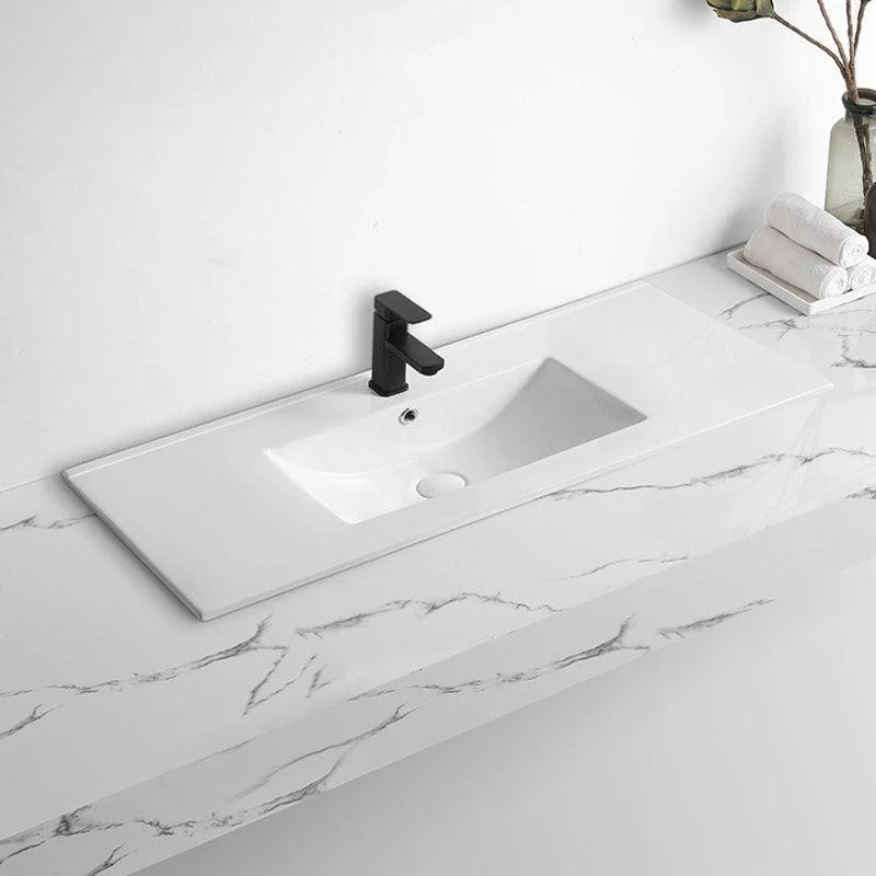 Modern Drop-in Bathroom Sink Rectangular Porcelain Basin Sink(Not Included Tap) -Bathlova