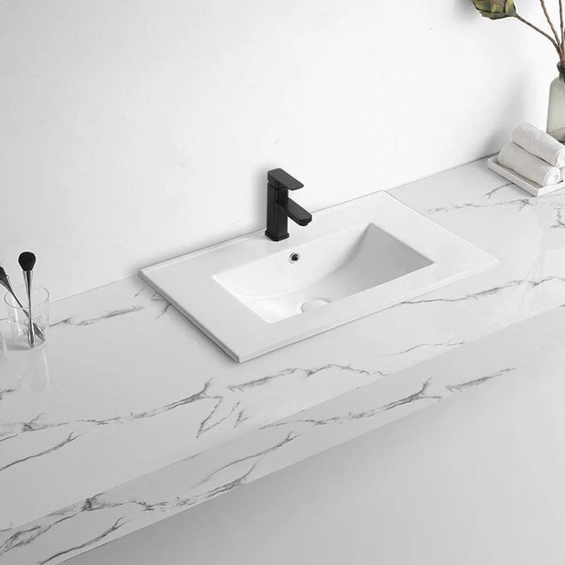 Modern Drop-in Bathroom Sink Rectangular Porcelain Basin Sink(Not Included Tap) -Bathlova