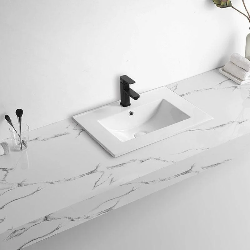 Modern Drop-in Bathroom Sink Rectangular Porcelain Basin Sink(Not Included Tap) -Bathlova