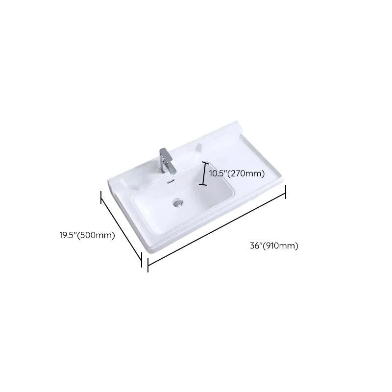 Modern Drop-in Bathroom Sink Rectangular Porcelain with Overflow Vessel Sink -Bathlova