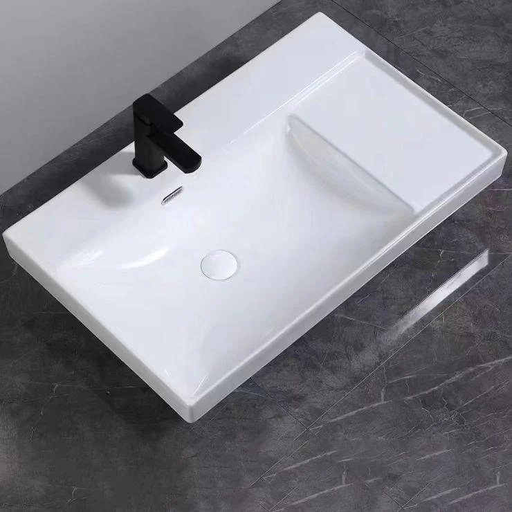 Modern Drop-in Bathroom Sink Rectangular Porcelain with Overflow Vessel Sink -Bathlova