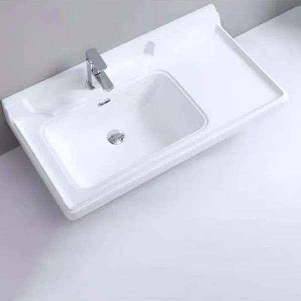 Modern Drop-in Bathroom Sink Rectangular Porcelain with Overflow Vessel Sink -Bathlova