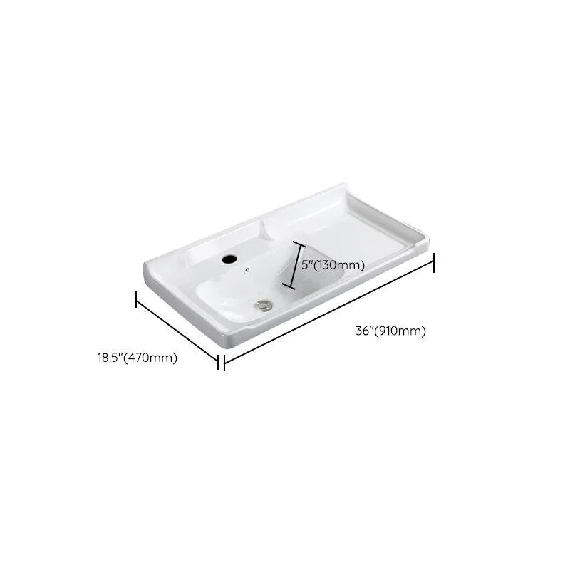 Modern Drop-in Bathroom Sink Rectangular Porcelain with Overflow Vessel Sink -Bathlova