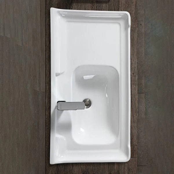 Modern Drop-in Bathroom Sink Rectangular Porcelain with Overflow Vessel Sink -Bathlova