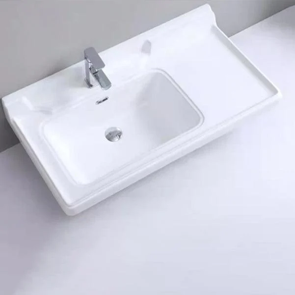 Modern Drop-in Bathroom Sink Rectangular Porcelain with Overflow Vessel Sink -Bathlova