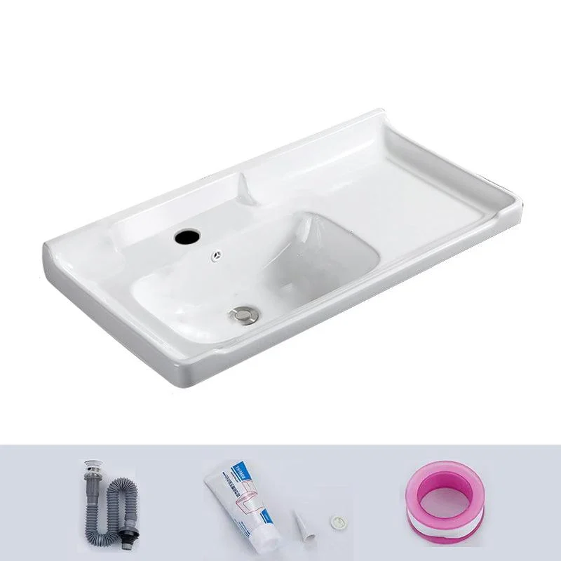 Modern Drop-in Bathroom Sink Rectangular Porcelain with Overflow Vessel Sink -Bathlova