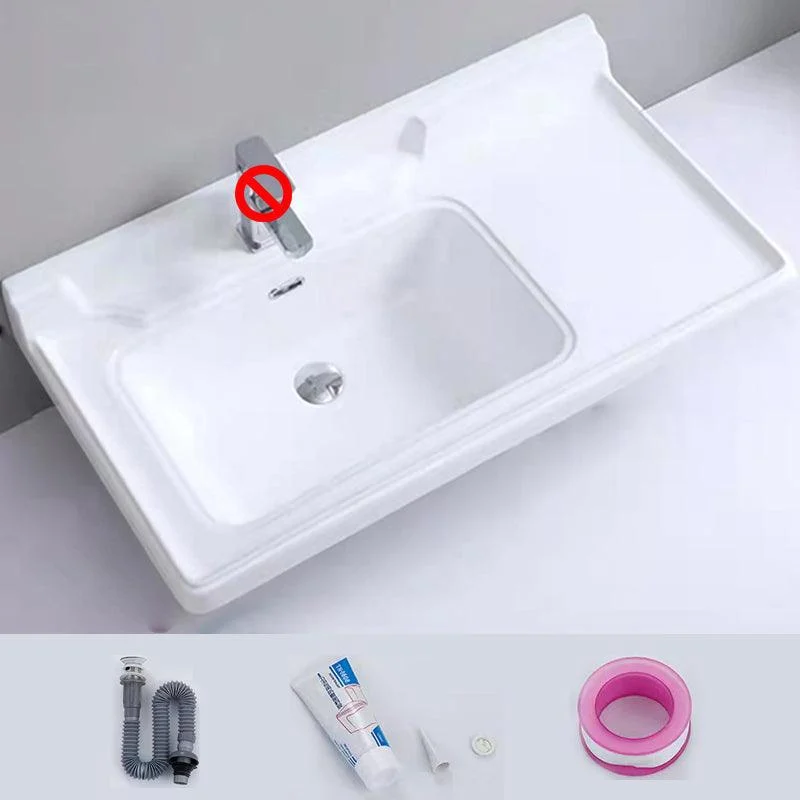 Modern Drop-in Bathroom Sink Rectangular Porcelain with Overflow Vessel Sink -Bathlova