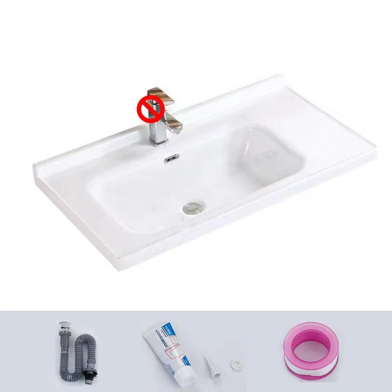 Modern Drop-in Bathroom Sink Rectangular Porcelain with Overflow Vessel Sink -Bathlova