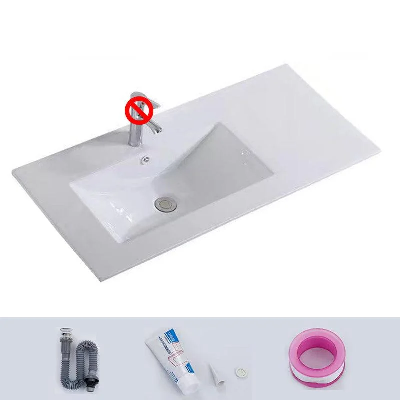 Modern Drop-in Bathroom Sink Rectangular Porcelain with Overflow Vessel Sink -Bathlova