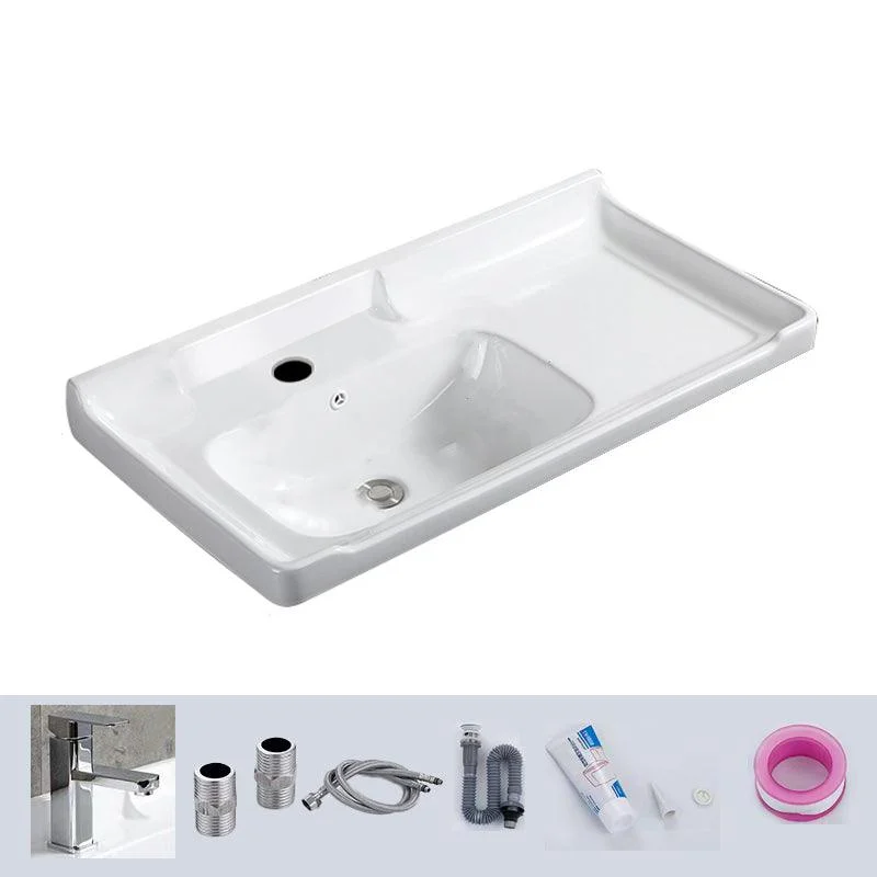 Modern Drop-in Bathroom Sink Rectangular Porcelain with Overflow Vessel Sink -Bathlova