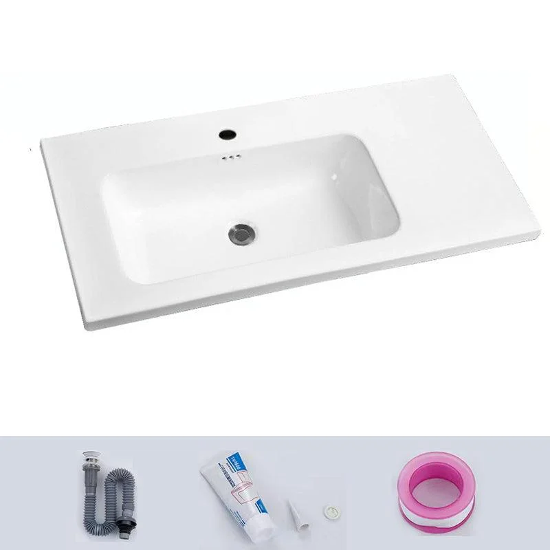 Modern Drop-in Bathroom Sink Rectangular Porcelain with Overflow Vessel Sink -Bathlova