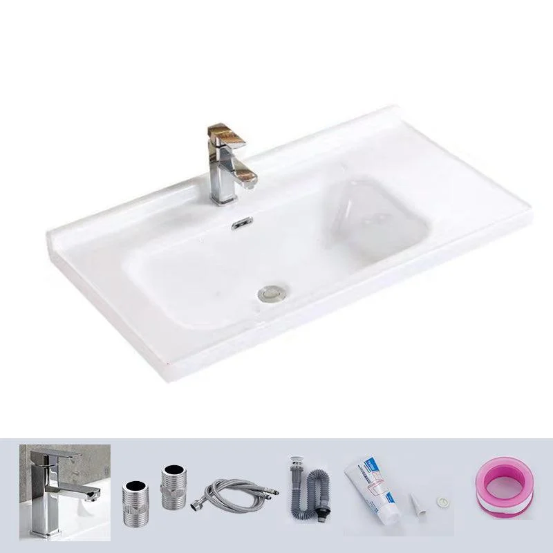 Modern Drop-in Bathroom Sink Rectangular Porcelain with Overflow Vessel Sink -Bathlova