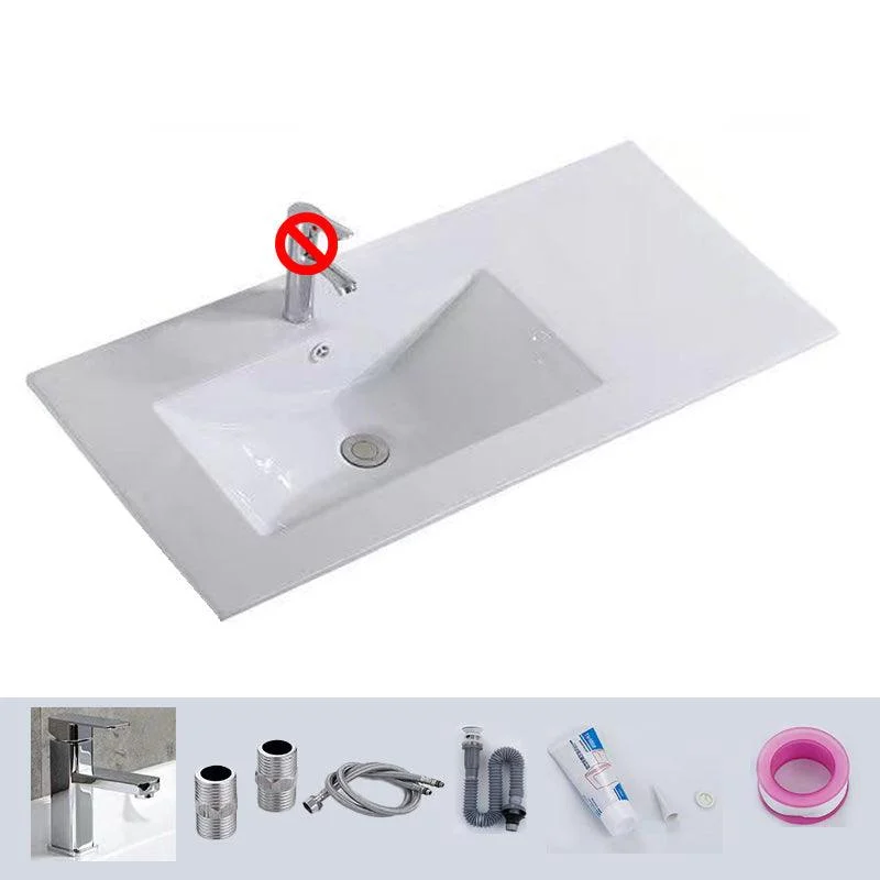 Modern Drop-in Bathroom Sink Rectangular Porcelain with Overflow Vessel Sink -Bathlova