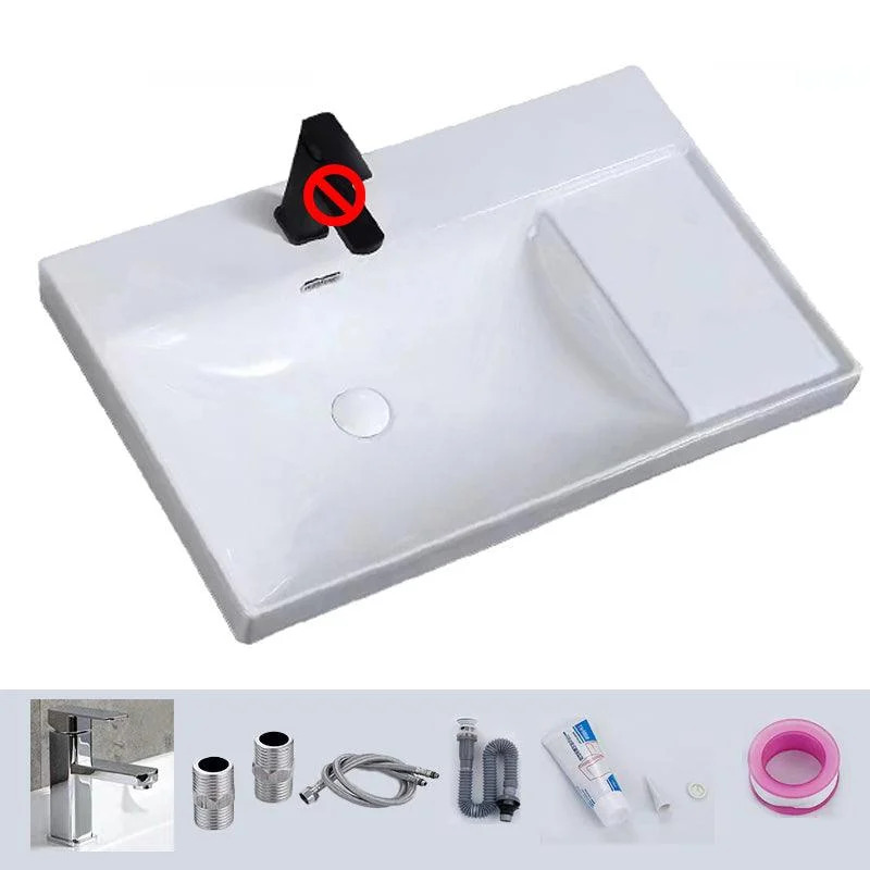 Modern Drop-in Bathroom Sink Rectangular Porcelain with Overflow Vessel Sink -Bathlova