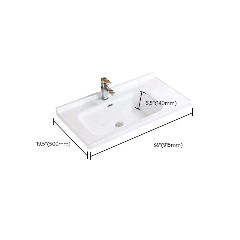 Modern Drop-in Bathroom Sink Rectangular Porcelain with Overflow Vessel Sink -Bathlova