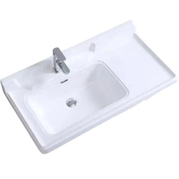 Modern Drop-in Bathroom Sink Rectangular Porcelain with Overflow Vessel Sink -Bathlova