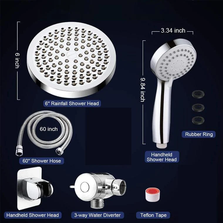 Modern Dual Shower Head Square High Arch Shower Head Combo in Silver -Bathlova