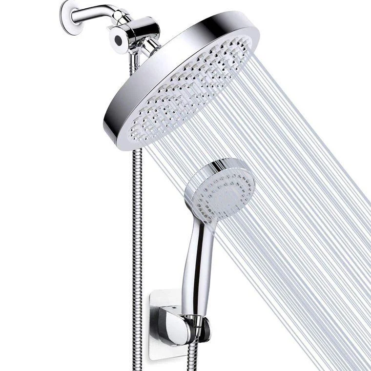 Modern Dual Shower Head Square High Arch Shower Head Combo in Silver -Bathlova