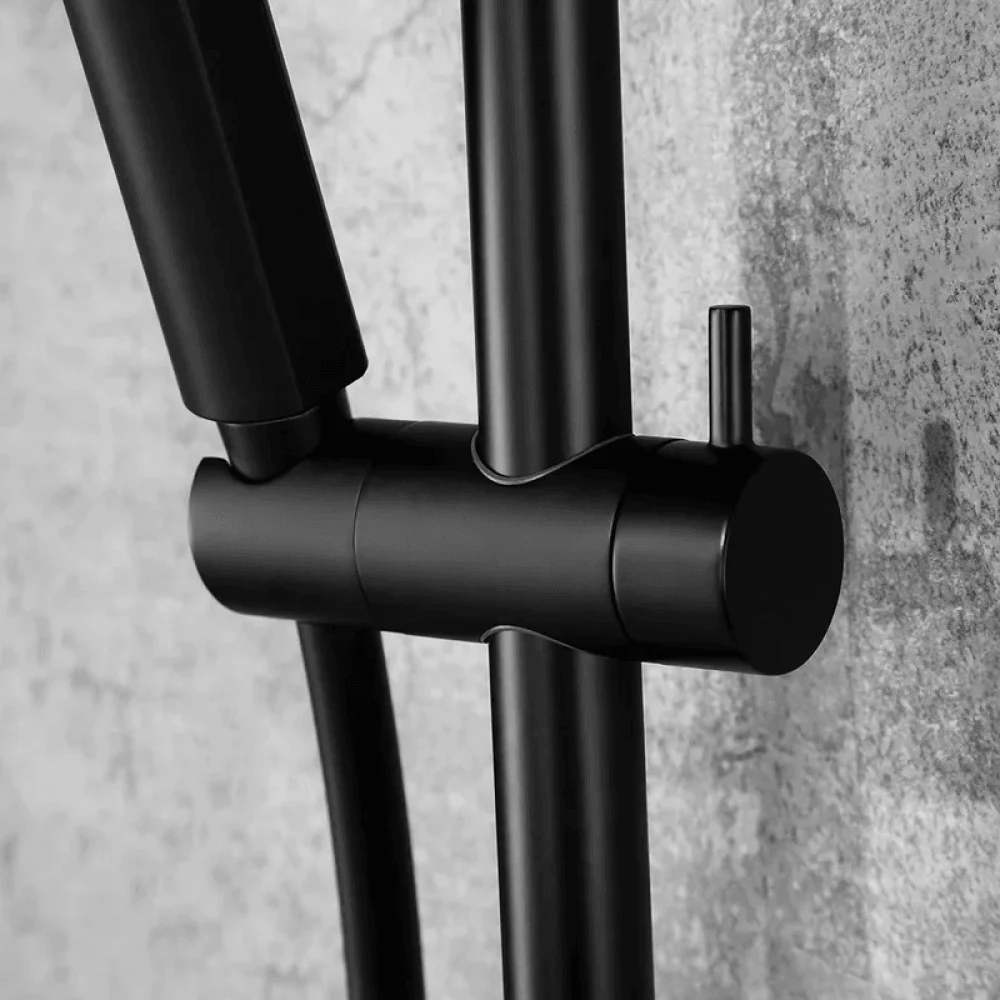 Modern Exposed Thermostatic Shower Fixture with Hand Shower in Matte Black - Rainfall Shower -Bathlova