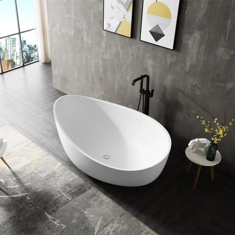 Modern Faux Stone Oval Freestanding Bathtub -Bathlova