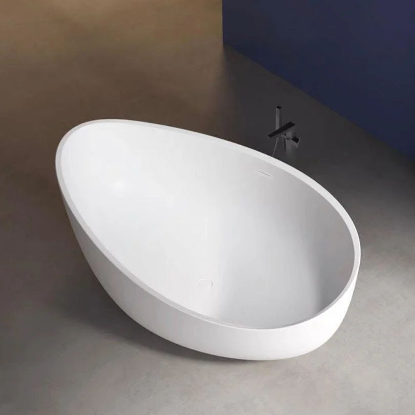 Modern Faux Stone Oval Freestanding Bathtub -Bathlova