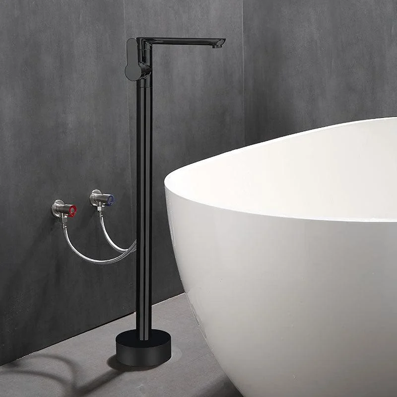 Modern Floor Bronze Freestanding Tub Filler Swivel Freestanding Tap -Bathlova